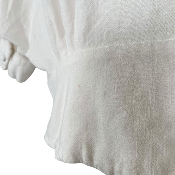 Mo:vint Ivory Linen Cotton Double Breasted Top S/M - Picture 6 of 10